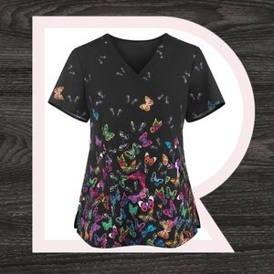 Wallity Butterfly Scrub Top
